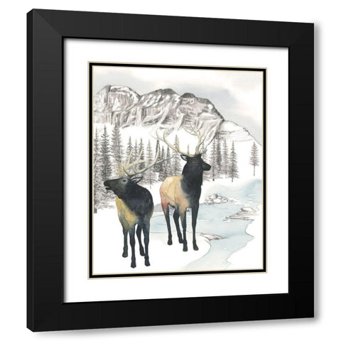 Winter Elk II Black Modern Wood Framed Art Print with Double Matting by Popp, Grace