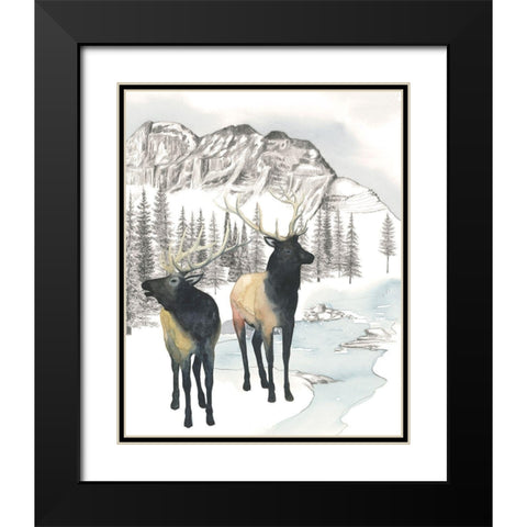 Winter Elk II Black Modern Wood Framed Art Print with Double Matting by Popp, Grace