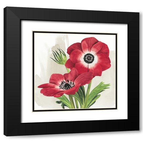 Crimson Anemones II Black Modern Wood Framed Art Print with Double Matting by Popp, Grace