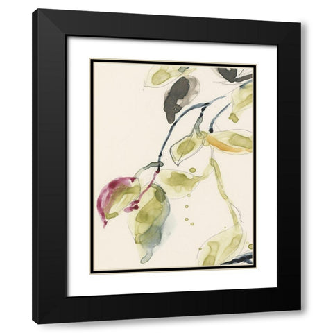 Leaf Branch Triptych I Black Modern Wood Framed Art Print with Double Matting by Goldberger, Jennifer