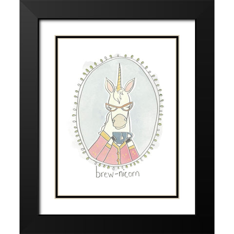 Caffeinated Cutie I Black Modern Wood Framed Art Print with Double Matting by Vess, June Erica