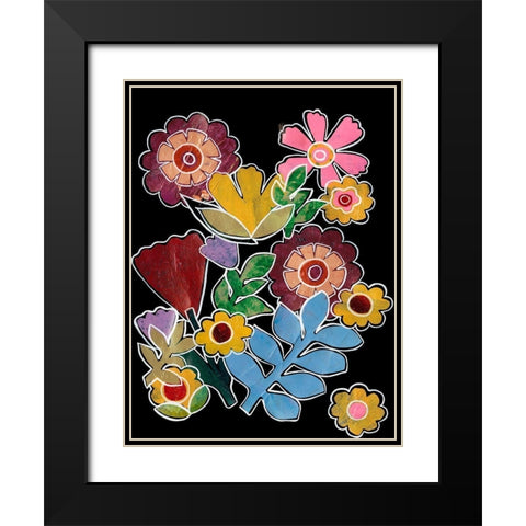 Layered Floral I Black Modern Wood Framed Art Print with Double Matting by Moore, Regina