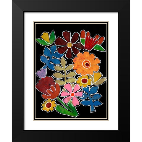 Layered Floral II Black Modern Wood Framed Art Print with Double Matting by Moore, Regina
