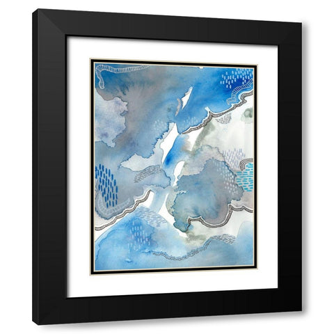 Subtle Blues I Black Modern Wood Framed Art Print with Double Matting by Moore, Regina