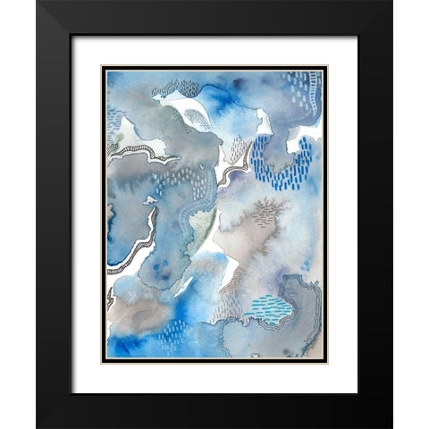 Subtle Blues II Black Modern Wood Framed Art Print with Double Matting by Moore, Regina