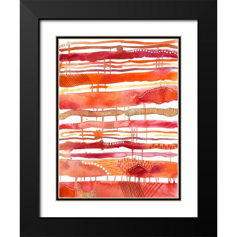 Tangerine Stripes I Black Modern Wood Framed Art Print with Double Matting by Moore, Regina