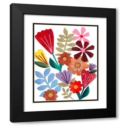 Bright Floral I Black Modern Wood Framed Art Print with Double Matting by Moore, Regina