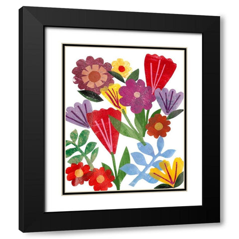 Bright Floral II Black Modern Wood Framed Art Print with Double Matting by Moore, Regina