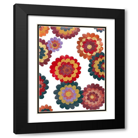 Scattered Blooms II Black Modern Wood Framed Art Print with Double Matting by Moore, Regina