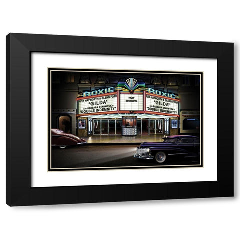 Diners and Cars I Black Modern Wood Framed Art Print with Double Matting by Flint, Helen
