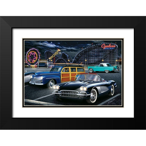 Diners and Cars III Black Modern Wood Framed Art Print with Double Matting by Flint, Helen