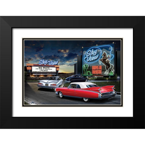 Diners and Cars IV Black Modern Wood Framed Art Print with Double Matting by Flint, Helen