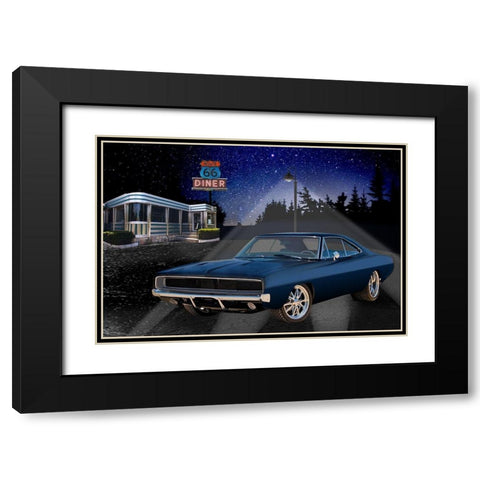 Diners and Cars VI Black Modern Wood Framed Art Print with Double Matting by Flint, Helen