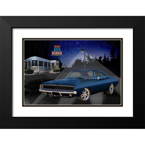 Diners and Cars VI Black Modern Wood Framed Art Print with Double Matting by Flint, Helen