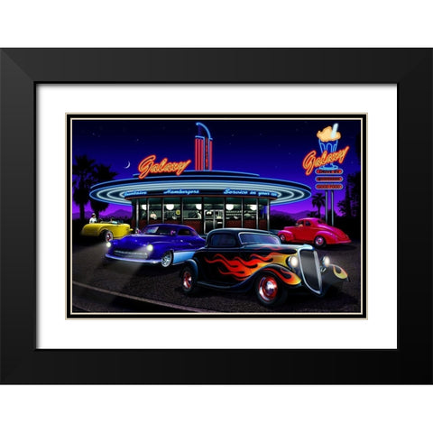 Diners and Cars VII Black Modern Wood Framed Art Print with Double Matting by Flint, Helen