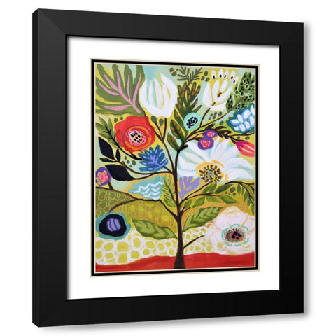 Flower Tree I Black Modern Wood Framed Art Print with Double Matting by Fields, Karen