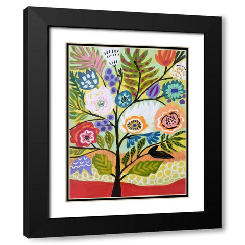 Flower Tree II Black Modern Wood Framed Art Print with Double Matting by Fields, Karen