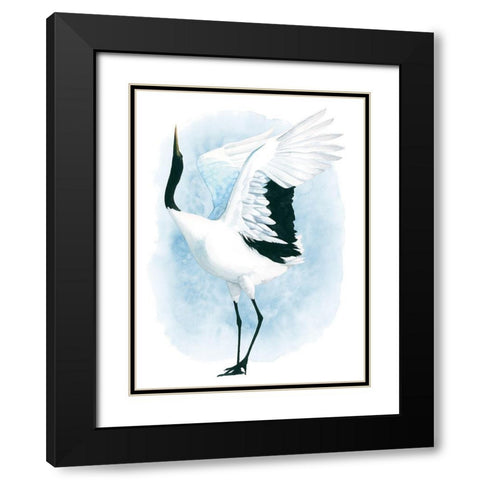 Dancing Crane I Black Modern Wood Framed Art Print with Double Matting by Popp, Grace