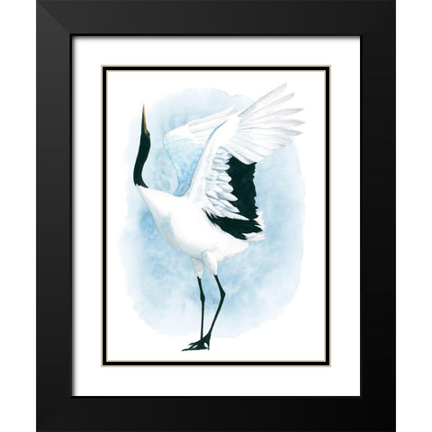 Dancing Crane I Black Modern Wood Framed Art Print with Double Matting by Popp, Grace