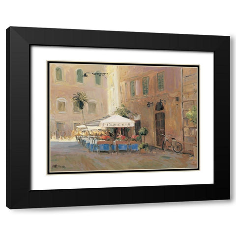 Cafe Roma Black Modern Wood Framed Art Print with Double Matting by Stevens, Allayn