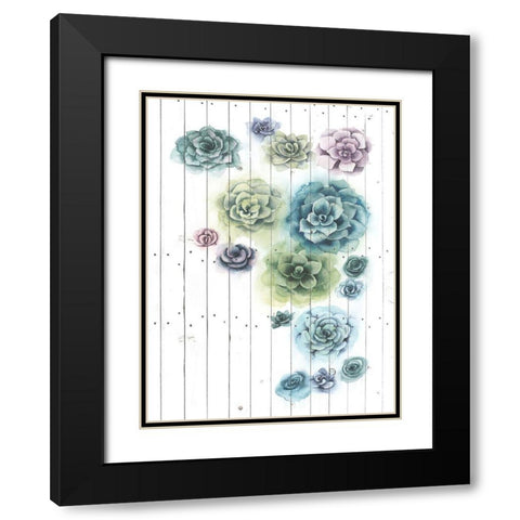 Shiplap Succulent Cluster I Black Modern Wood Framed Art Print with Double Matting by Popp, Grace