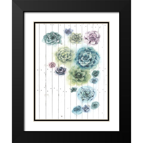 Shiplap Succulent Cluster I Black Modern Wood Framed Art Print with Double Matting by Popp, Grace