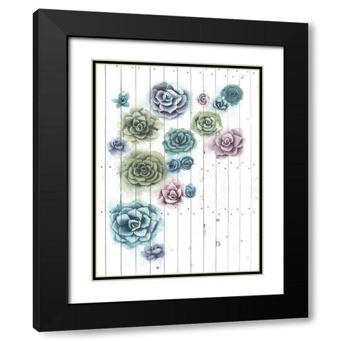 Shiplap Succulent Cluster II Black Modern Wood Framed Art Print with Double Matting by Popp, Grace