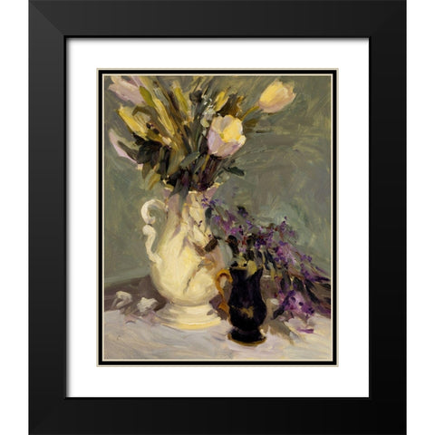 Tulips and Lavender Black Modern Wood Framed Art Print with Double Matting by Stevens, Allayn
