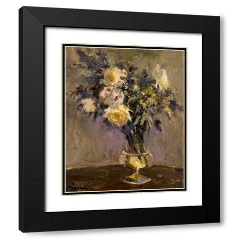 Evening Vase Black Modern Wood Framed Art Print with Double Matting by Stevens, Allayn