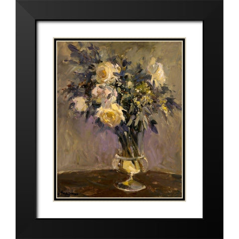 Evening Vase Black Modern Wood Framed Art Print with Double Matting by Stevens, Allayn
