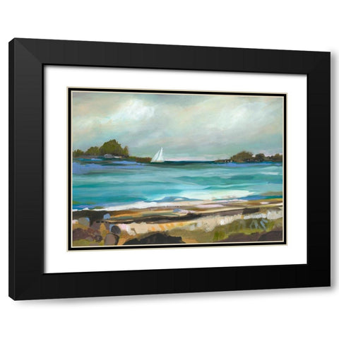 Seaside View I Black Modern Wood Framed Art Print with Double Matting by Fields, Karen