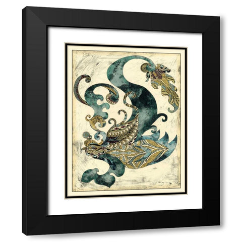 Royal Phoenix Black Modern Wood Framed Art Print with Double Matting by Zarris, Chariklia