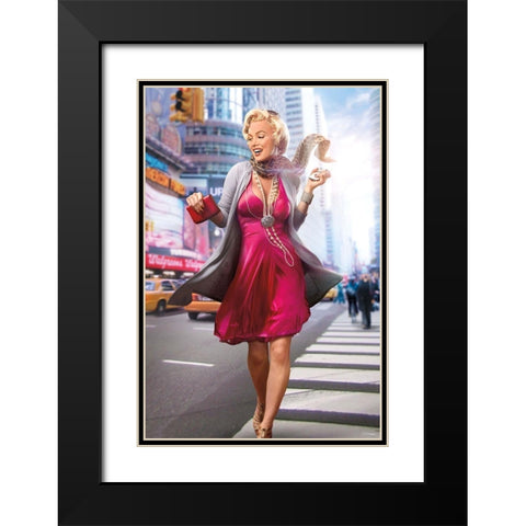 Marilyn in the City Black Modern Wood Framed Art Print with Double Matting by Brando, J.J.