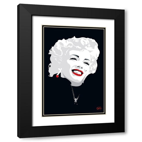 Miki Marilyn Black Modern Wood Framed Art Print with Double Matting by Miki