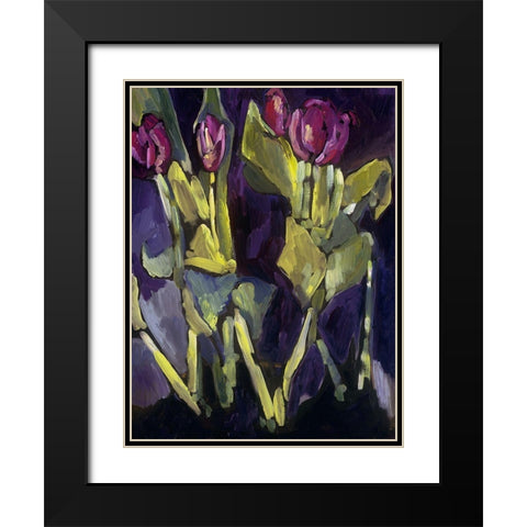 Violet Spring Flowers I Black Modern Wood Framed Art Print with Double Matting by Ferrell, Erin McGee