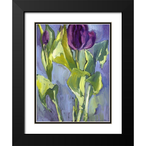 Violet Spring Flowers II Black Modern Wood Framed Art Print with Double Matting by Ferrell, Erin McGee
