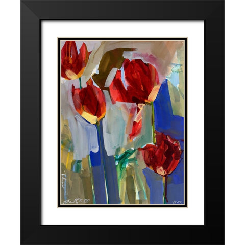 Painterly Tulips I Black Modern Wood Framed Art Print with Double Matting by Ferrell, Erin McGee