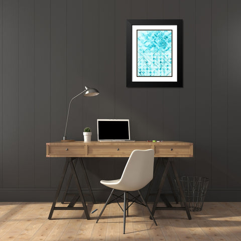 Teal Madras I Black Modern Wood Framed Art Print with Double Matting by Lam, Vanna