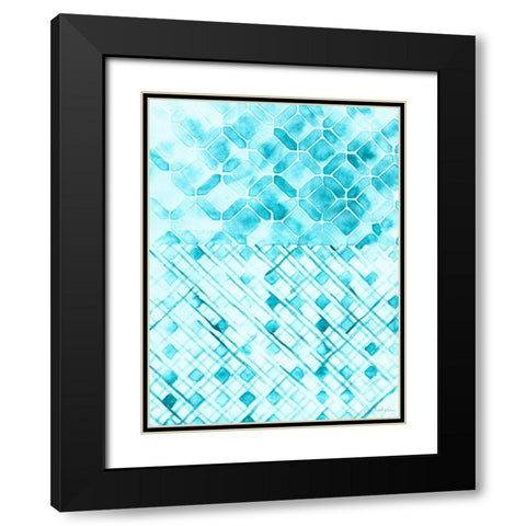 Teal Madras I Black Modern Wood Framed Art Print with Double Matting by Lam, Vanna