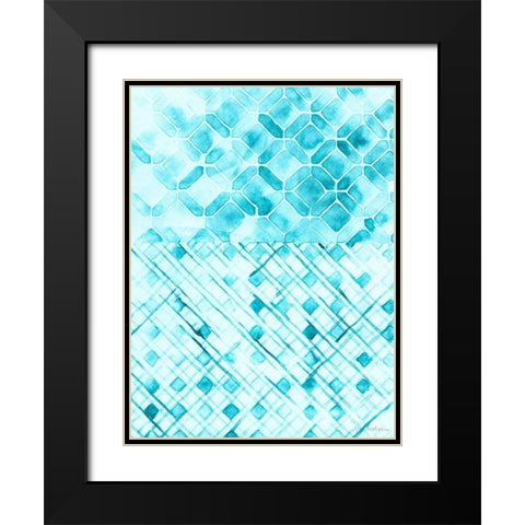 Teal Madras I Black Modern Wood Framed Art Print with Double Matting by Lam, Vanna