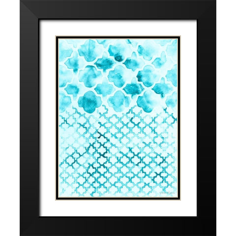 Teal Madras II Black Modern Wood Framed Art Print with Double Matting by Lam, Vanna