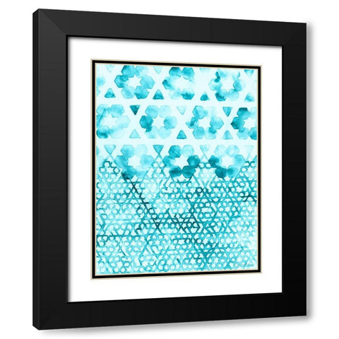 Teal Madras III Black Modern Wood Framed Art Print with Double Matting by Lam, Vanna