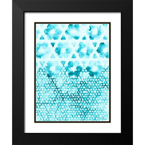 Teal Madras III Black Modern Wood Framed Art Print with Double Matting by Lam, Vanna