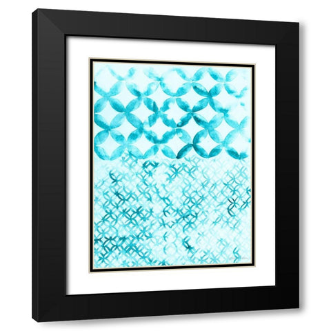 Teal Madras IV Black Modern Wood Framed Art Print with Double Matting by Lam, Vanna