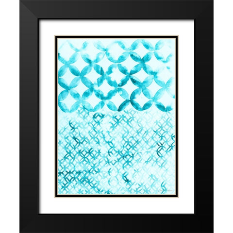 Teal Madras IV Black Modern Wood Framed Art Print with Double Matting by Lam, Vanna