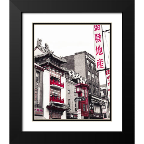 Chinatown Reds I Black Modern Wood Framed Art Print with Double Matting by Quintero, Sonja