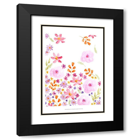 Blush Blooms I Black Modern Wood Framed Art Print with Double Matting by Moore, Regina