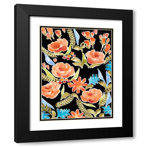 Floral Assembly I Black Modern Wood Framed Art Print with Double Matting by Moore, Regina