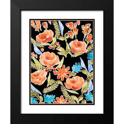 Floral Assembly I Black Modern Wood Framed Art Print with Double Matting by Moore, Regina