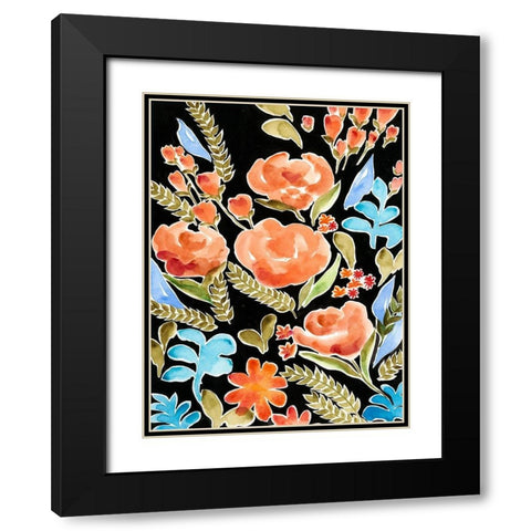 Floral Assembly II Black Modern Wood Framed Art Print with Double Matting by Moore, Regina
